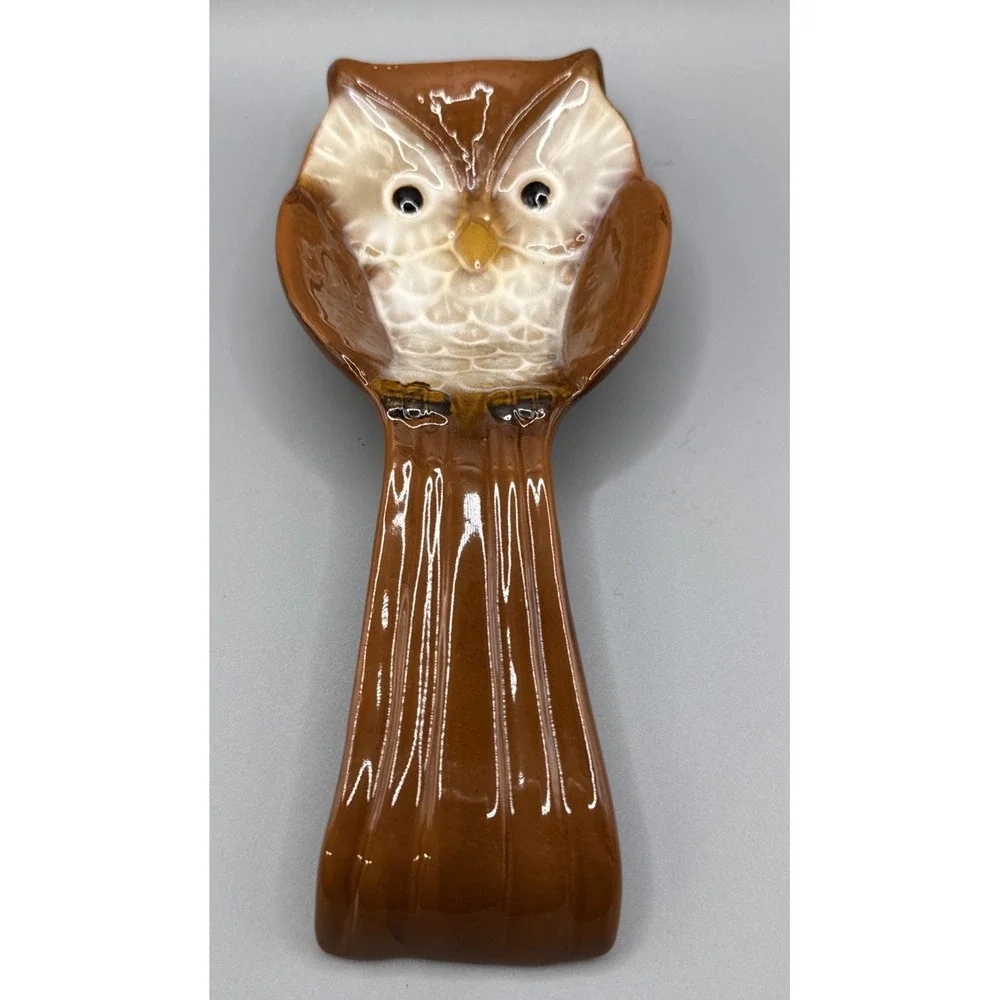 Ceramic OWL SPOON REST Fall Decor Kitchen - Picture 1 of 4
